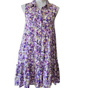 Time and True Sleeveless Pansy Print Spring swing Dress size S